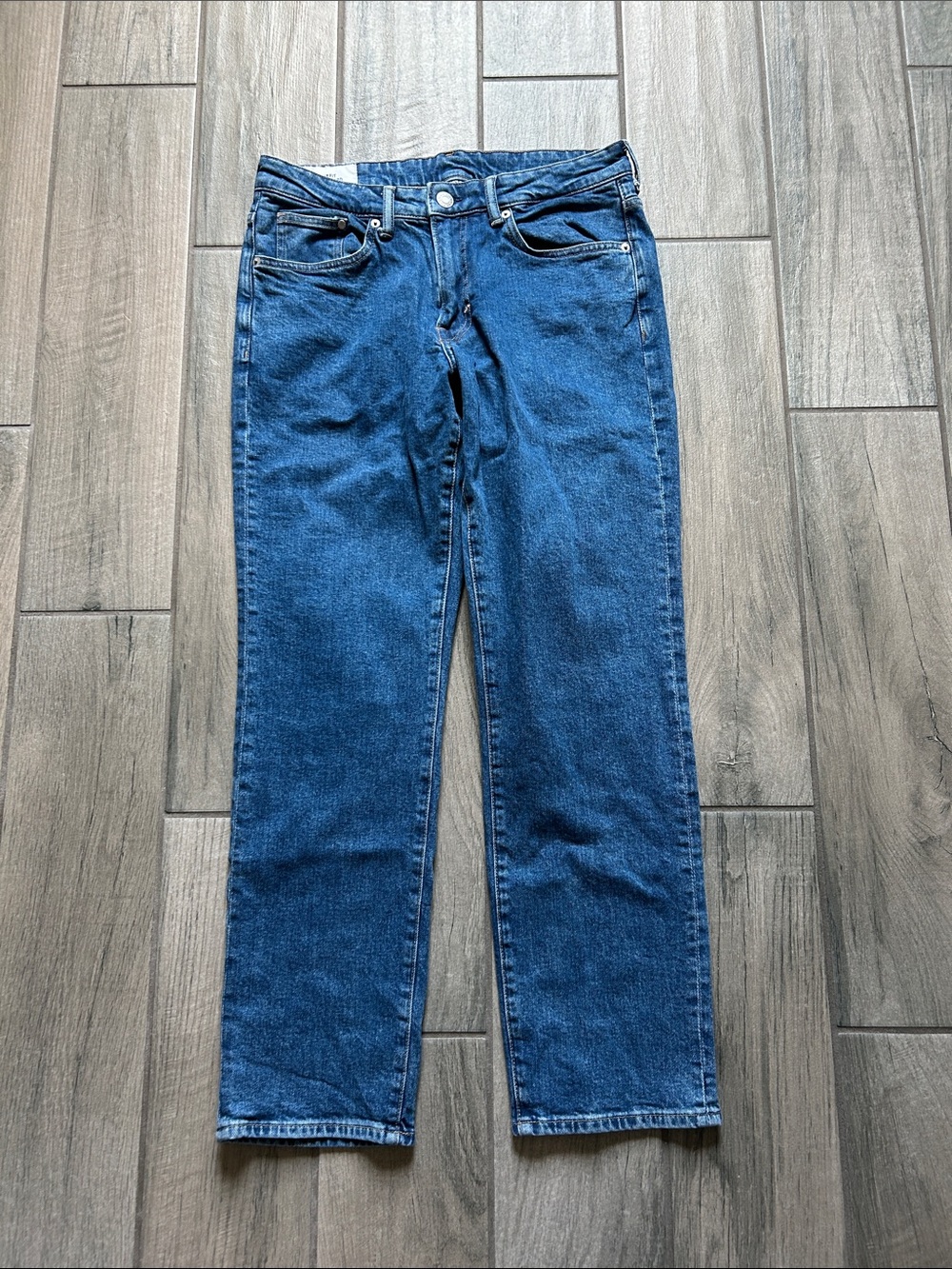H&M Men's Straight Leg Jeans in Deep Blue Denim